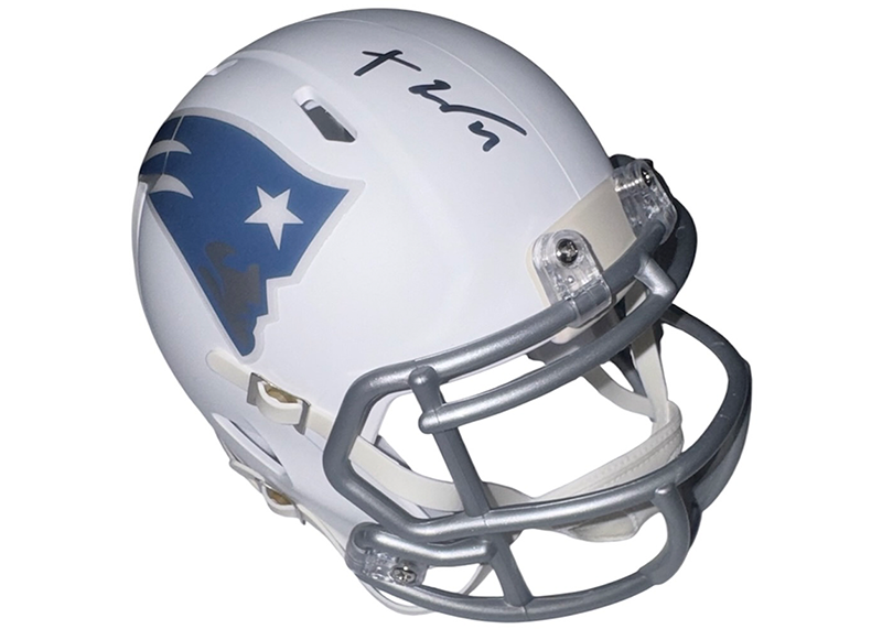 Treveyon Henderson Signed New England Patriots Rivalries Mini Helmet JSA