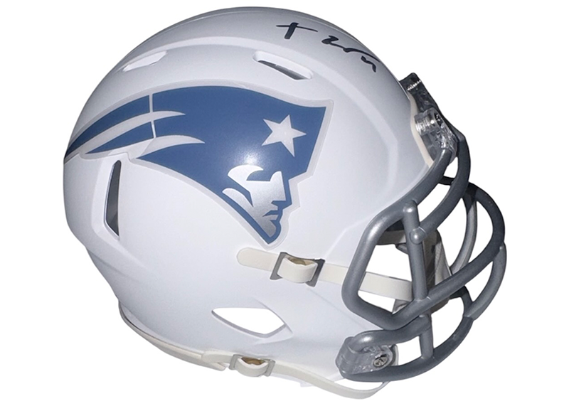 Treveyon Henderson Signed New England Patriots Rivalries Mini Helmet JSA