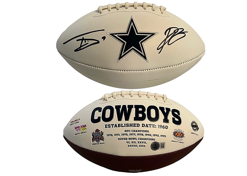 Trevon Diggs & Daron Bland Dual Signed Dallas Cowboys Logo Football Beckett