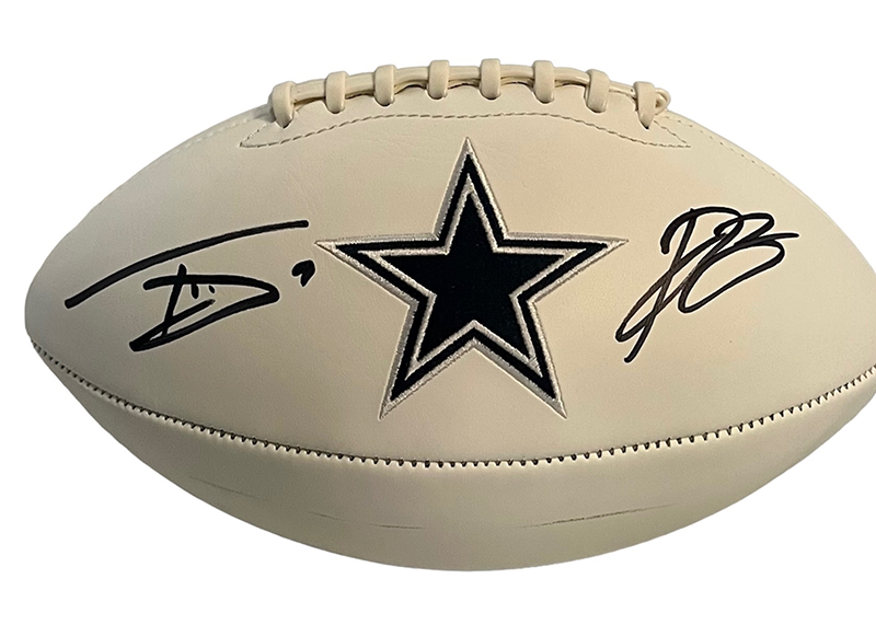 Trevon Diggs & Daron Bland Dual Signed Dallas Cowboys Logo Football Beckett