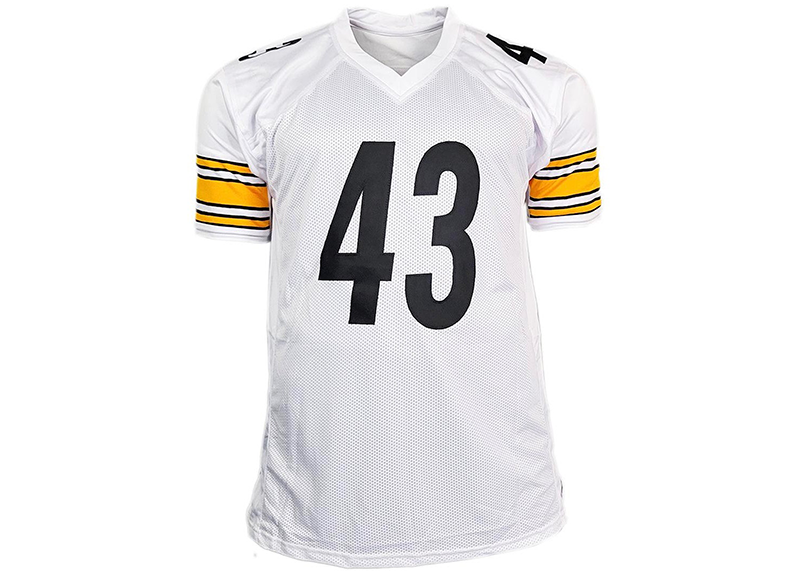 Troy Polamalu Signed Pittsburgh White Football Jersey (Beckett)