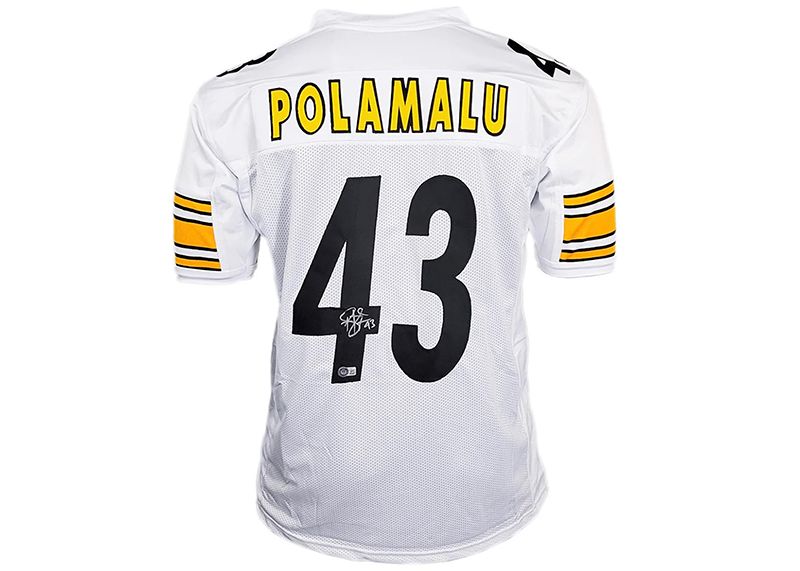 Troy Polamalu Signed Pittsburgh White Football Jersey (Beckett)