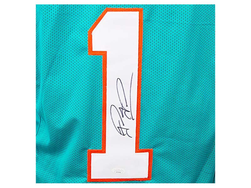 Tua Tagovailoa Signed Custom Teal Football Jersey (JSA)