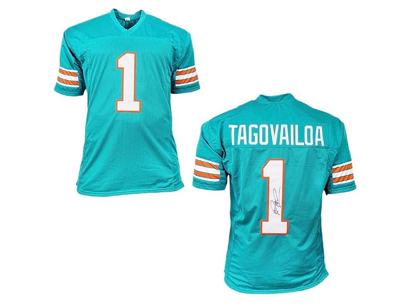 Tua Tagovailoa Signed Miami Teal Football Jersey (JSA)
