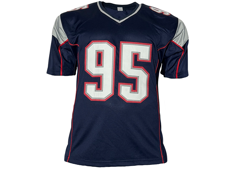Tully Banta-Cain Signed New England Blue Football Jersey Beckett