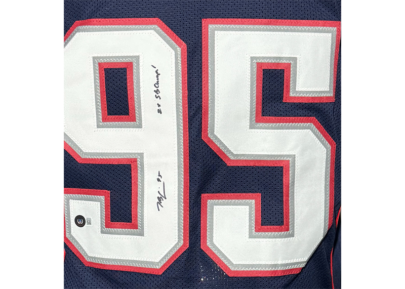 Tully Banta-Cain Signed New England Blue Football Jersey Beckett