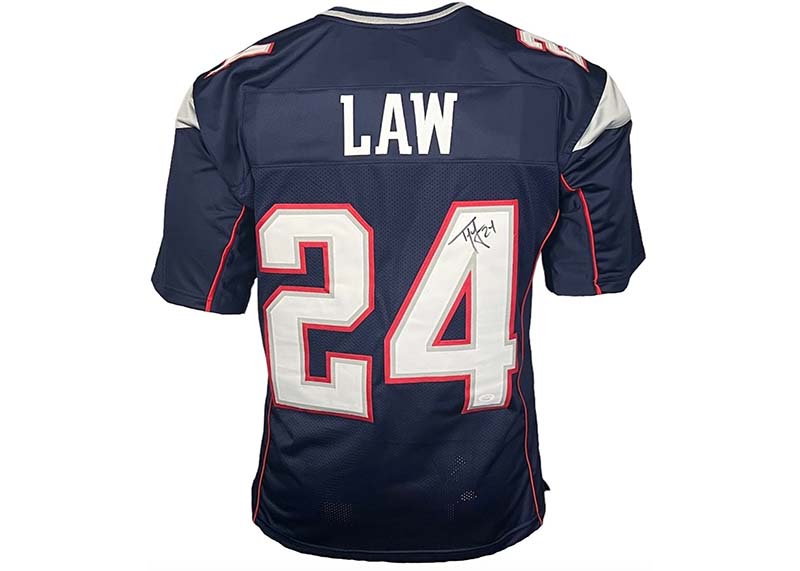 Ty Law Signed New England Navy Blue Football Jersey JSA
