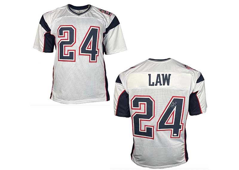 Ty Law Signed New England White Football Jersey JSA