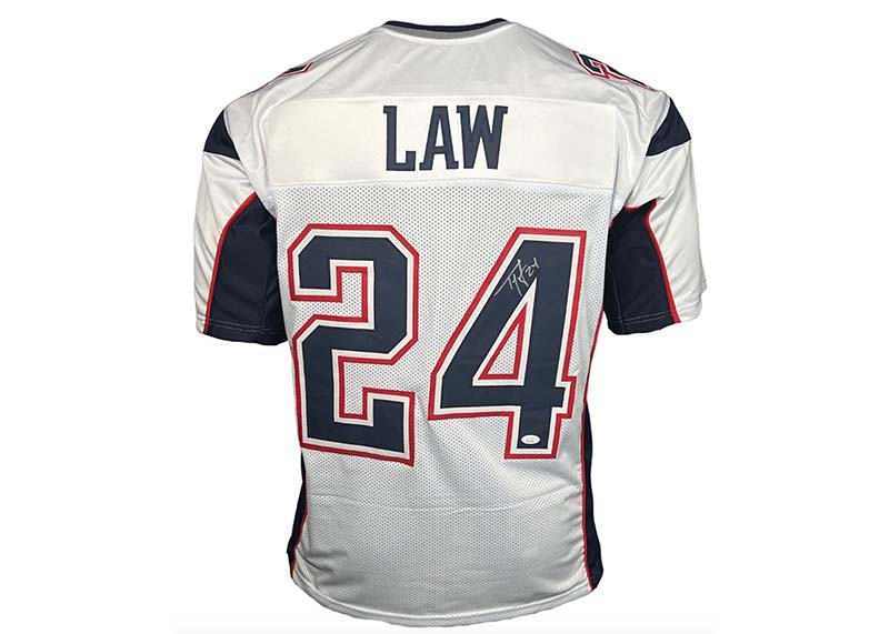 Ty Law Signed New England White Football Jersey JSA