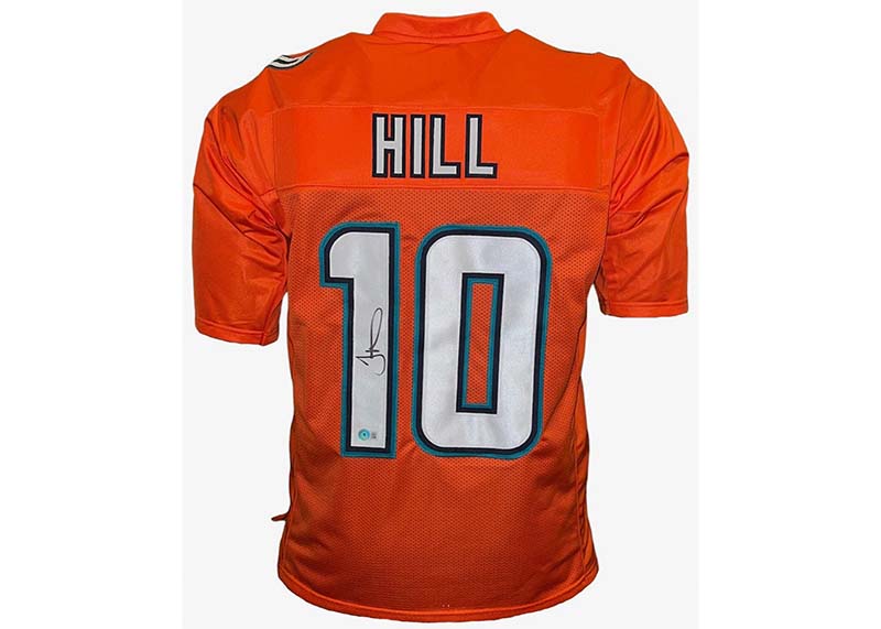 Tyreek Hill Autographed Custom Orange Football Jersey Beckett