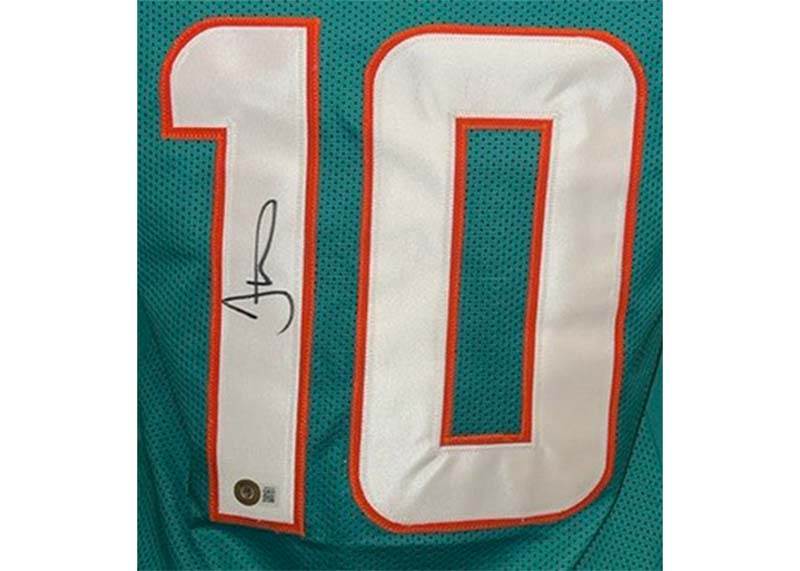 Tyreek Hill Autographed Custom Teal Football Jersey Beckett