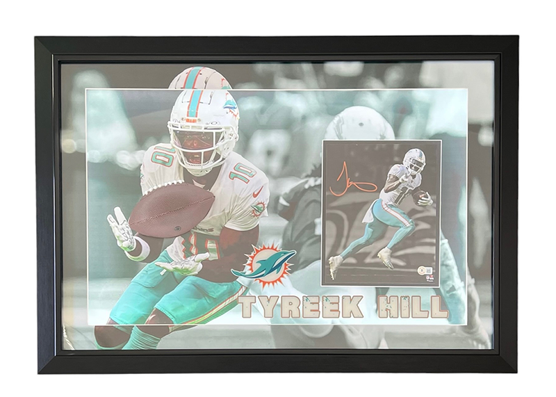 Tyreek Hill Signed Miami Dolphins breakthrough 33x23x5 Led Framed Photo Beckett