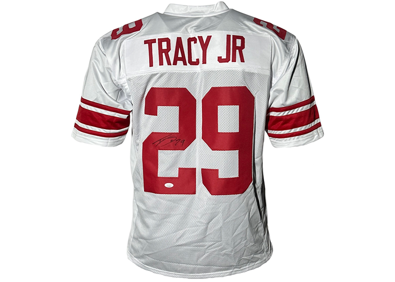 Tyrone Tracy Jr. Signed New York White Football Jersey JSA