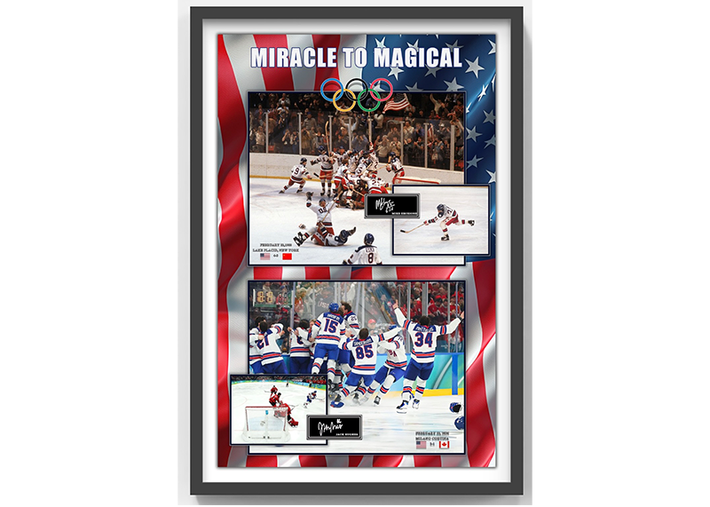 USA Hockey “Miracle to Magical” Olympics Framed Collage – 1980 & 2026 Gold Moments – Laser Signatures