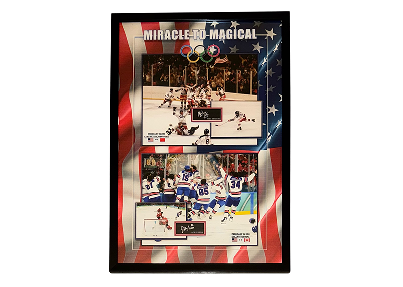USA Hockey “Miracle to Magical” Olympics Framed Collage – 1980 & 2026 Gold Moments – Laser Signatures