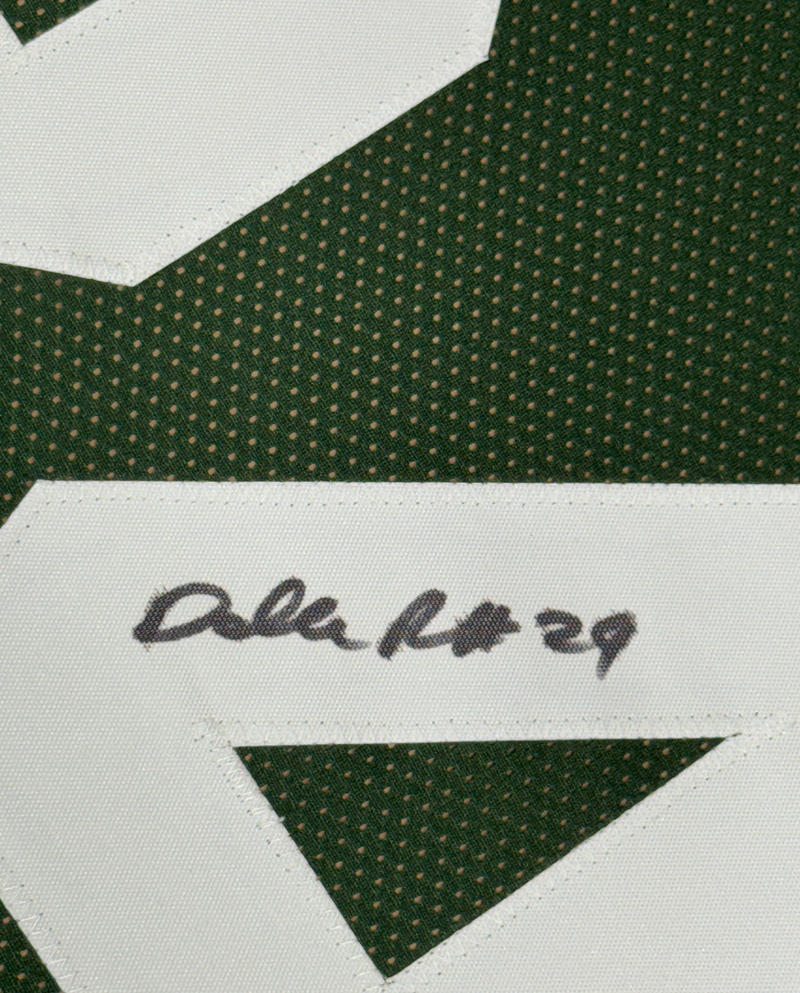 Framed Autographed/Signed Darrelle Revis 35x39 New York Green Football Jersey Beckett BAS COA