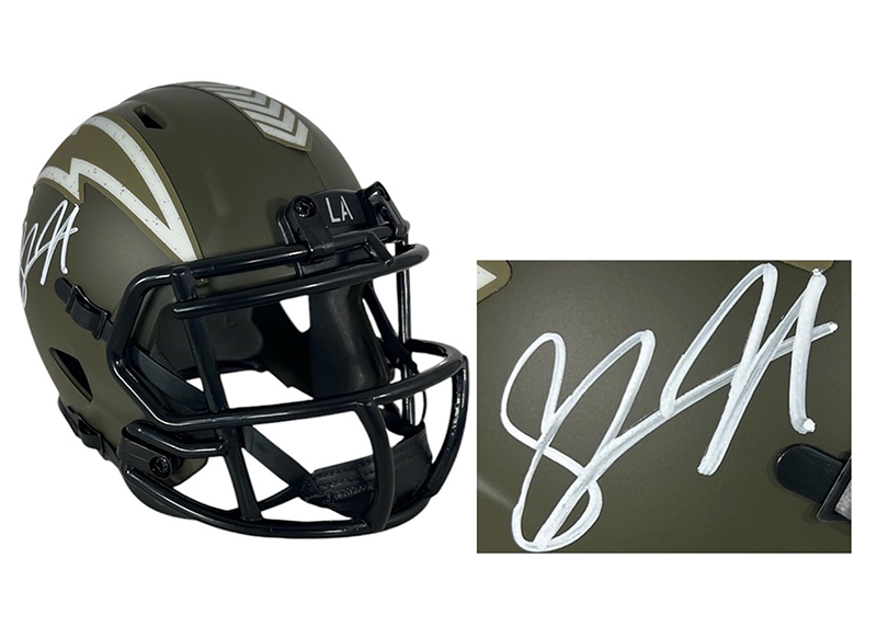 Shawne Merriman Signed Los Angeles Chargers STS Mini Football Helmet JSA