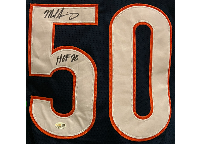 Mike Singletary Signed Chicago Blue Stat Football Jersey JSA HOF Inscription