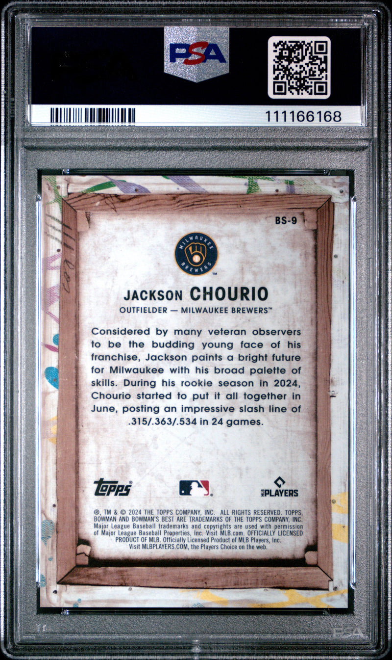 Graded 2024 Topps Bowmans Best Jackson Chourio #BS9 Bowman Showpieces Rookie RC Baseball Card PSA 10 Gem Mint