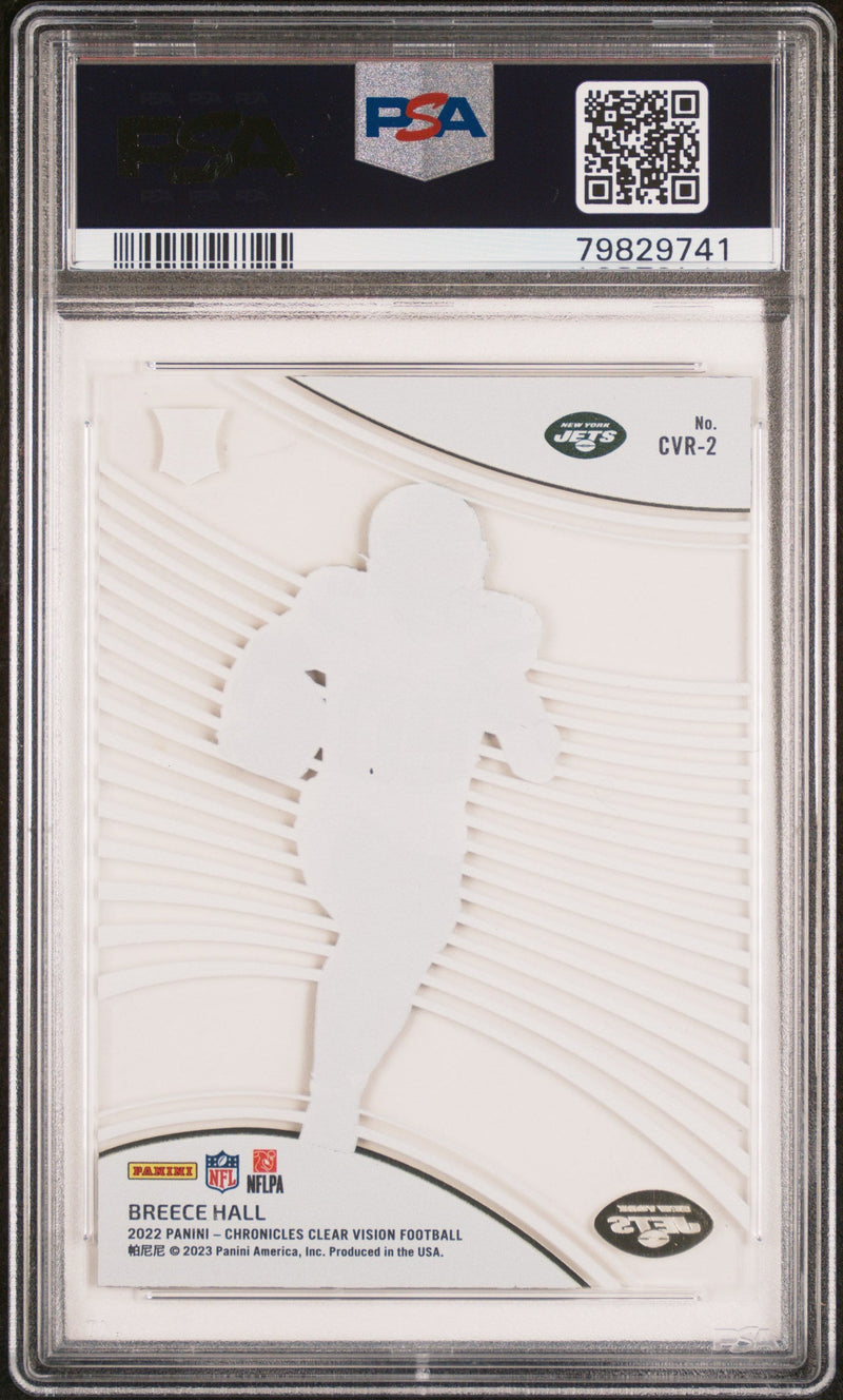 Graded 2022 Panini Chronicles Breece Hall #CVR2 Clear Vision Rookie RC Football Card PSA 10 Gem Mint
