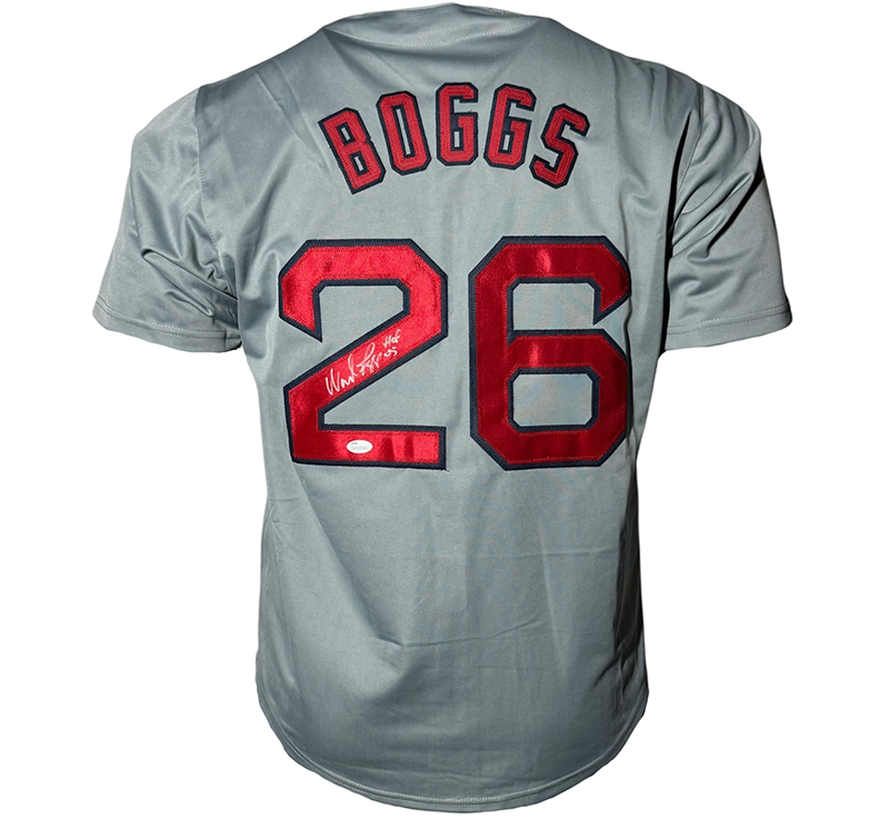Wade Boggs Autographed Boston Grey Baseball Jersey JSA