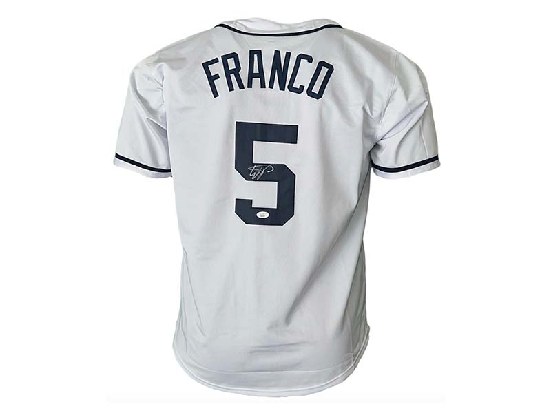 Wander Franco Signed Custom White Tampa Bay Baseball Jersey JSA