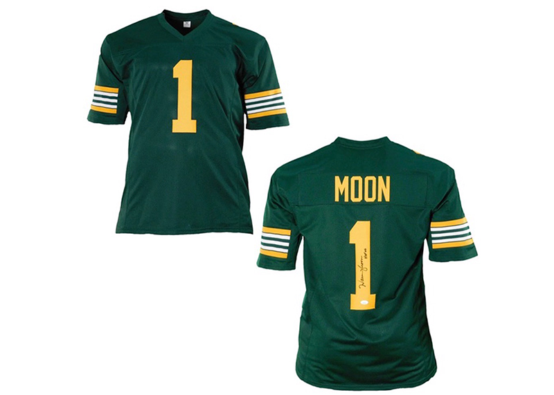 Warren Moon Signed CHOF 06 Insc Green Football Jersey JSA