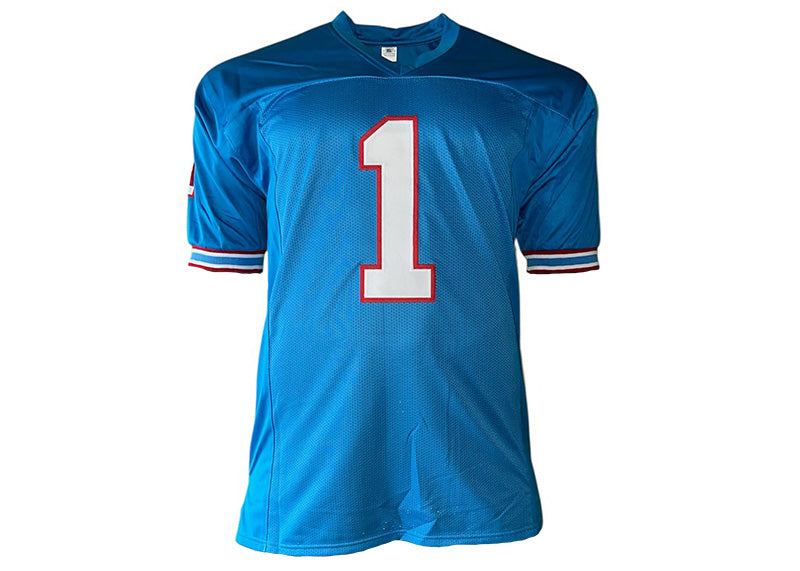 Warren Moon Signed Houston Football Jersey Light Blue HOF '06 (JSA)