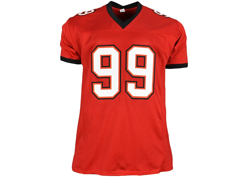 Warren Sapp Signed Tampa Bay HOF 13 Inscription Red Football Jersey Beckett
