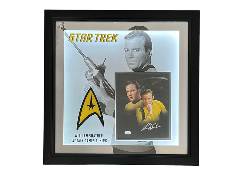 William Shatner Star Trek Signed 23x23 3D With LED Lights Framed Jersey JSA