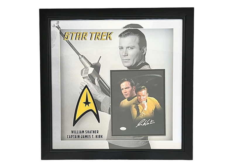 William Shatner Star Trek Signed 23x23 3D With LED Lights Framed Jersey JSA