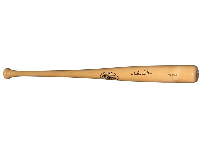 Willie Wilson Signed Louisville Slugger Blond Baseball Bat JSA