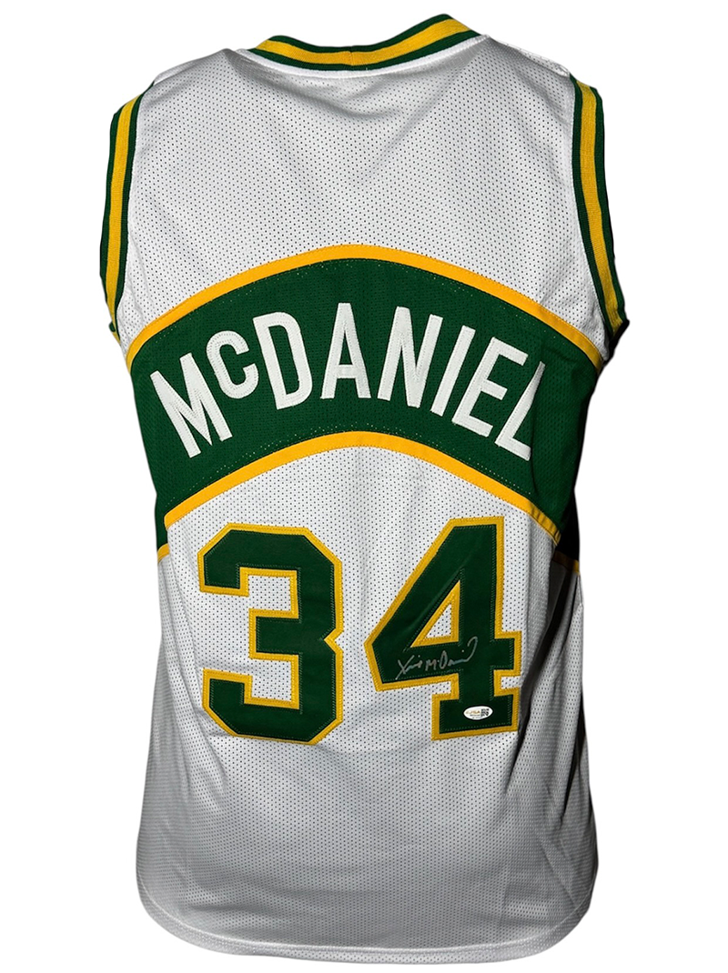 Xavier McDaniel Signed Seattle White Basketball Jersey JSA