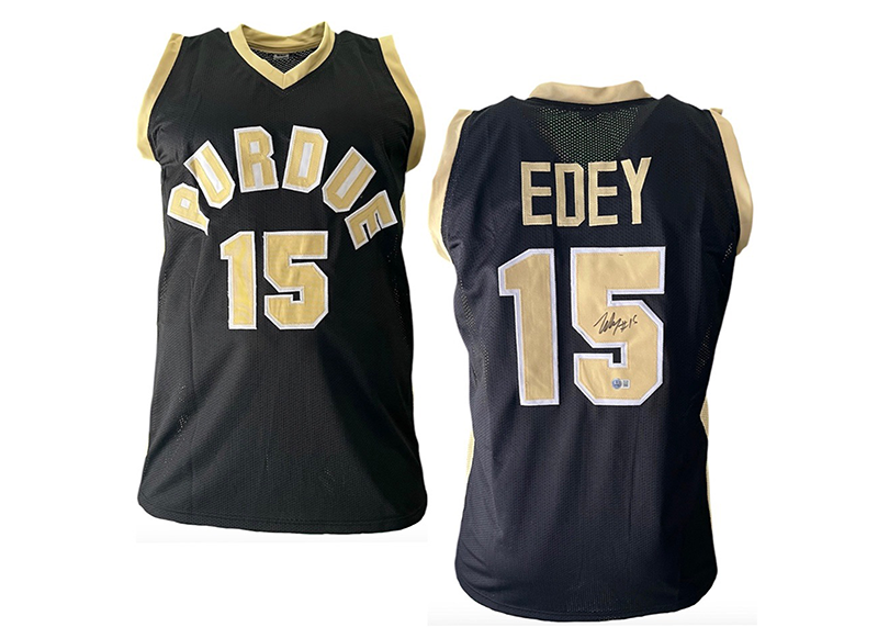 Zach Edey Signed Custom Purdue Black Basketball Jersey Beckett