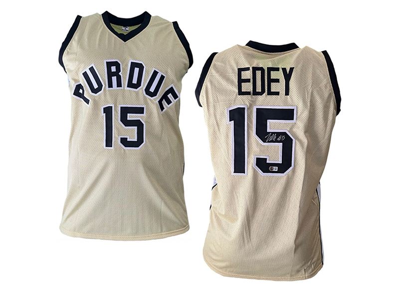 Zach Edey Signed Custom Purdue Gold Basketball Jersey Beckett