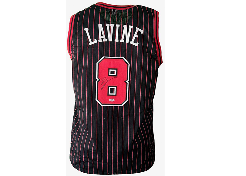 Zach LaVine Signed Chicago Black Pinstripe Basketball Jersey PSA