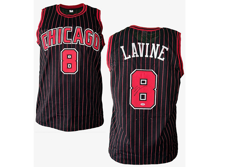 Zach LaVine Signed Chicago Black Pinstripe Basketball Jersey PSA