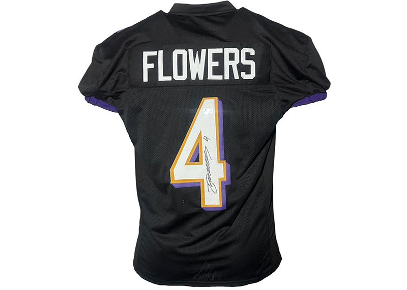 Zay Flowers Signed Baltimore Black Football Jersey Beckett