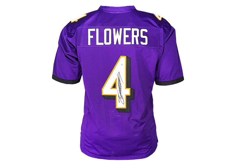 Zay Flowers Signed Baltimore Purple Football Jersey JSA