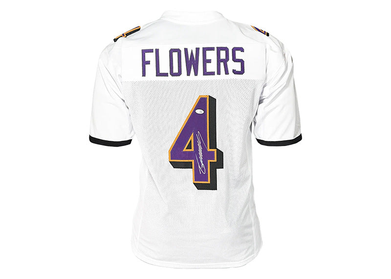Zay Flowers Signed Baltimore White Football Jersey JSA