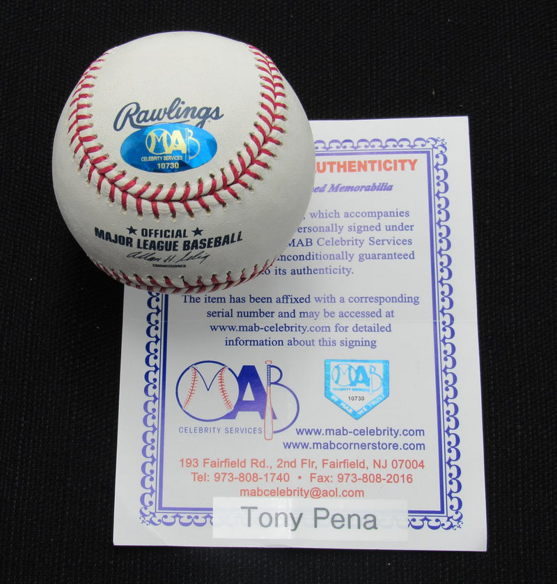 Tony Pena Signed/Auto Yankees 100th OML Baseball MAB Inscr 187097