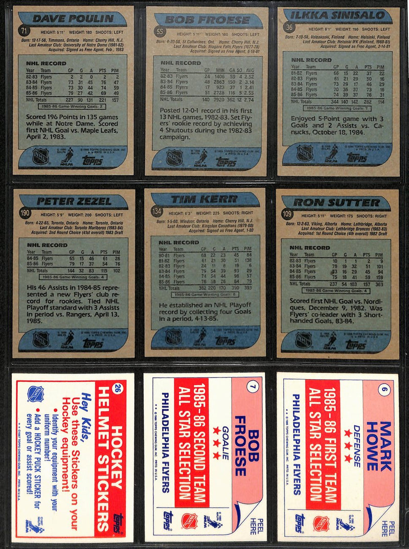 1986-87 Topps Hockey Philadelphia Flyers Team (8) Cards 189211