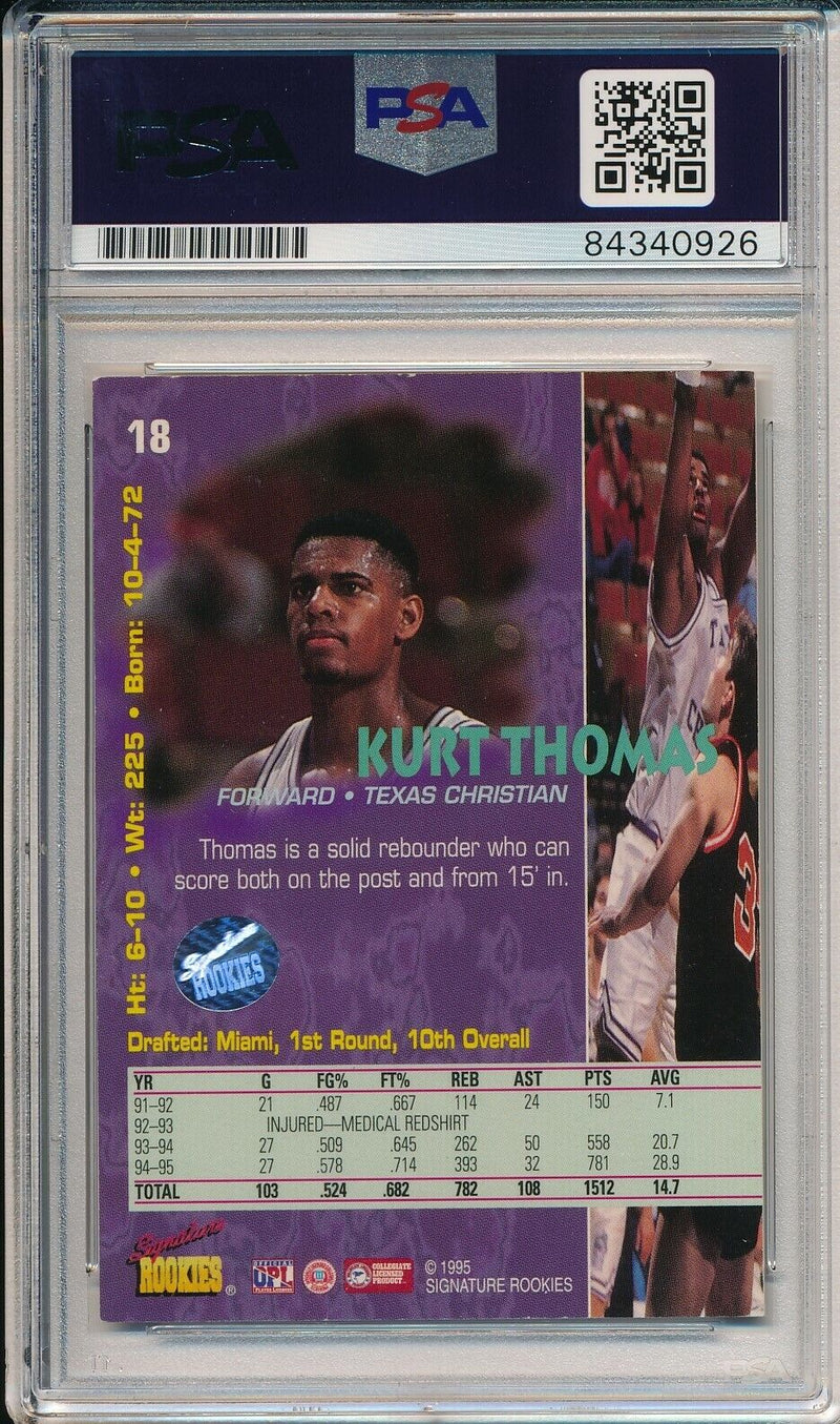 Kurt Thomas Miami Heat Signed 1995 Signature Rookies Card #15 PSA/DNA 163623