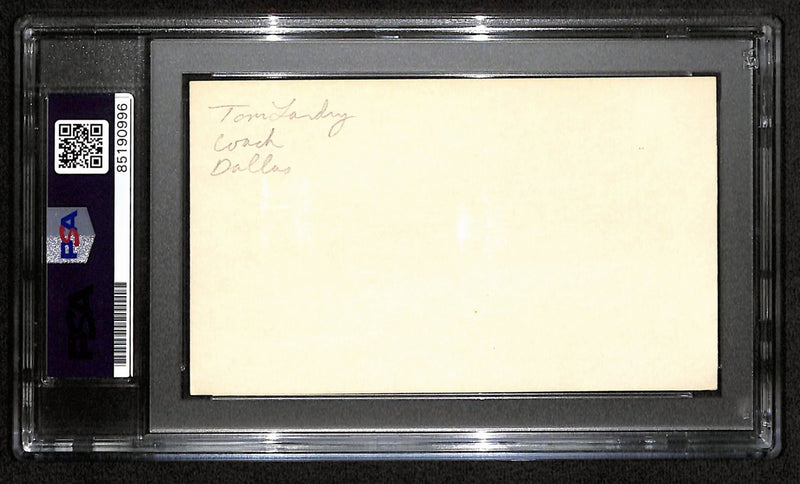Tom Landry HOF Signed/Auto 3x5 Index Card Dallas Cowboys PSA/DNA 187472