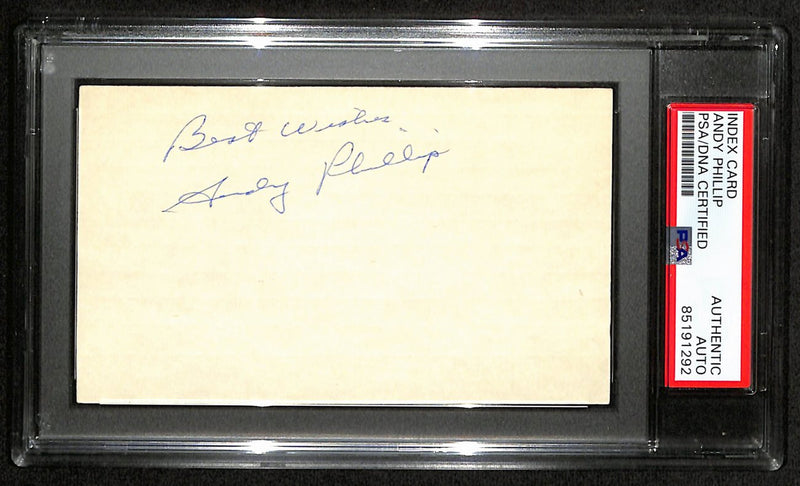 Andy Phillip HOF Signed/Auto 3x5 Index Card Philadelphia Warriors PSA/DNA 188563