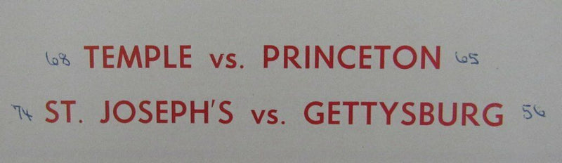 1959 Palestra Temple v Princeton St. Joe's v Gettysburg Ticket Program 144239