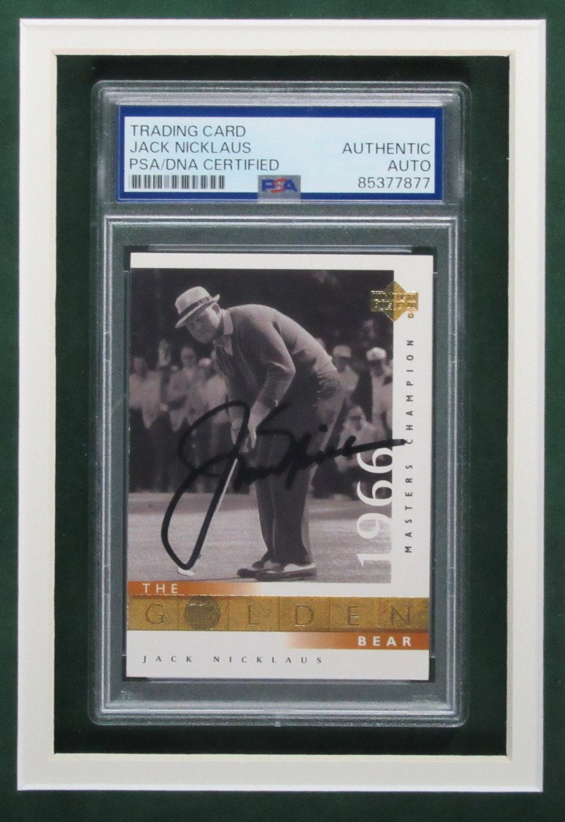 Jack Nicklaus Signed/Auto Trading Card with Photo Collage Framed PSA/DNA 192640