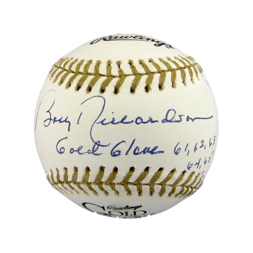 Bobby Richardson Signed/Inscribed Gold Glove Baseball Yankees JSA 188465