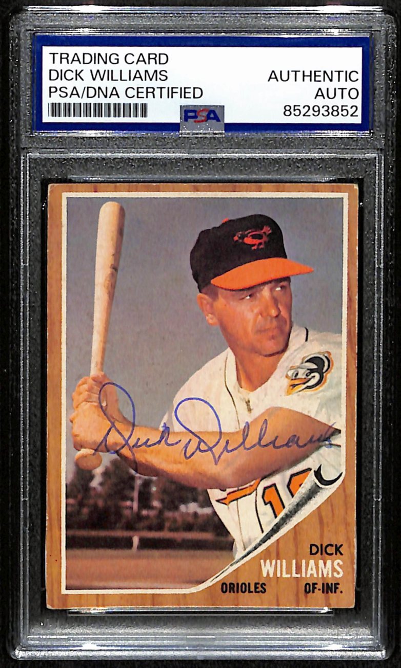 Dick Williams HOF Signed/Autographed 1962 Topps Card #382 Orioles PSA/DNA 190659