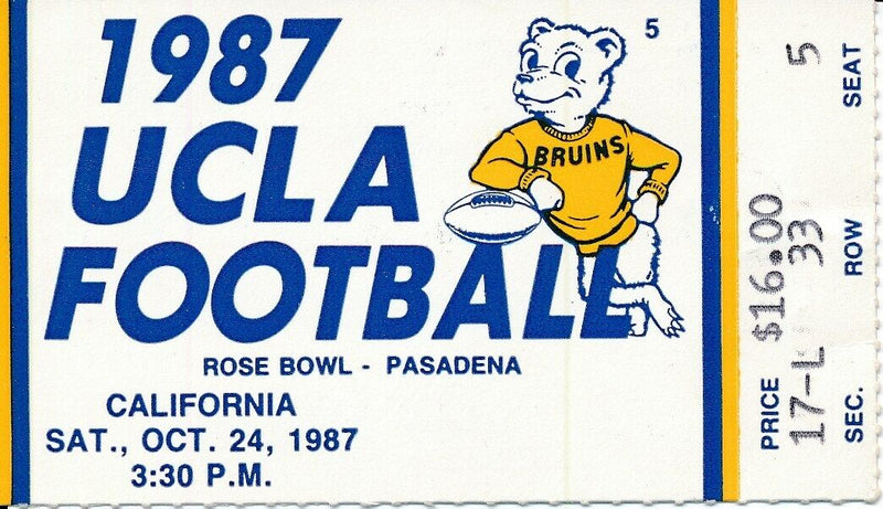 1987 UCLA Bruins vs. USC Trojans Football  Ticket TROY AIKMAN 148643